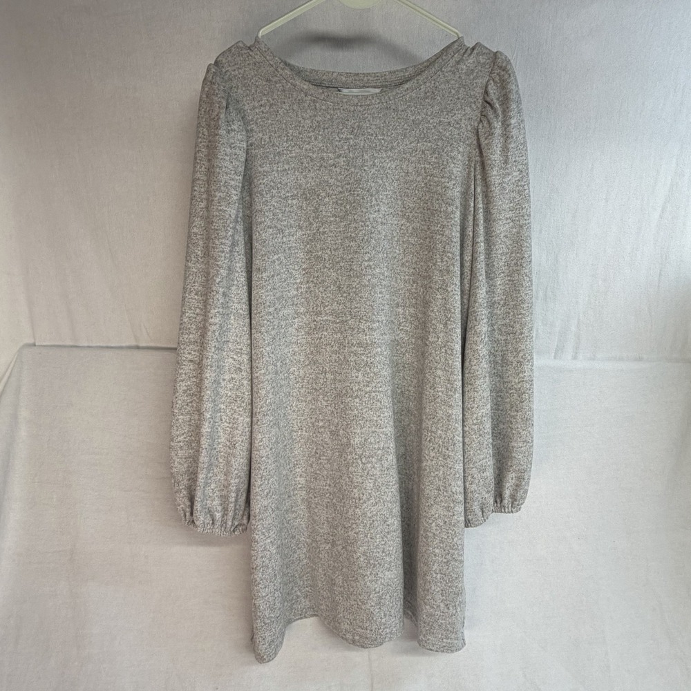 Nine West Sweater Dress Puff Sleeve Gray Soft Warm Stretch 2X Plus